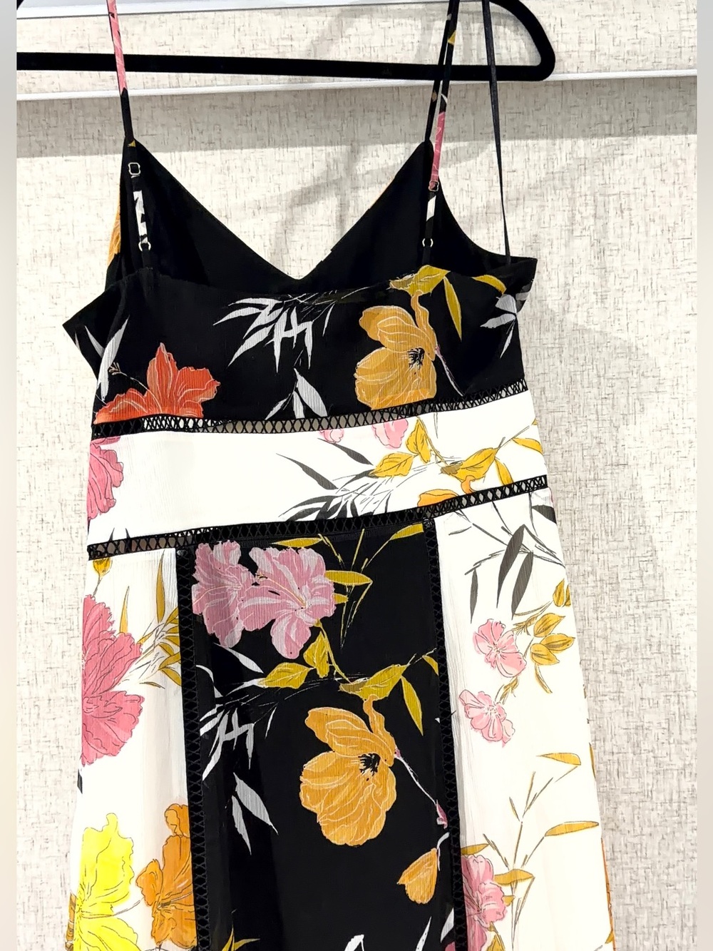 Guess Black, White, Pink & Yellow Floral Maxi Dress